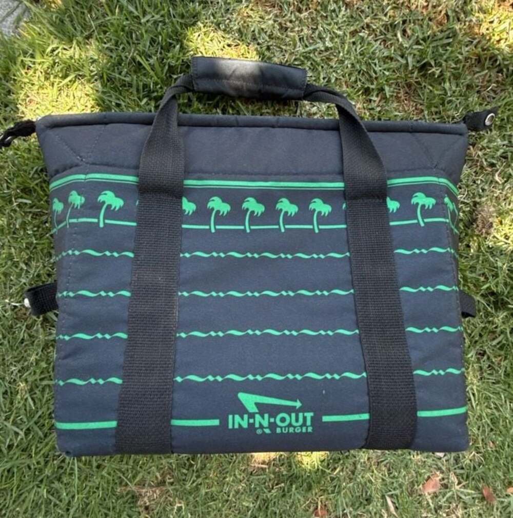In-N-Out Burger Insulated Cooler Tote Bag Black with Green Palm Trees
